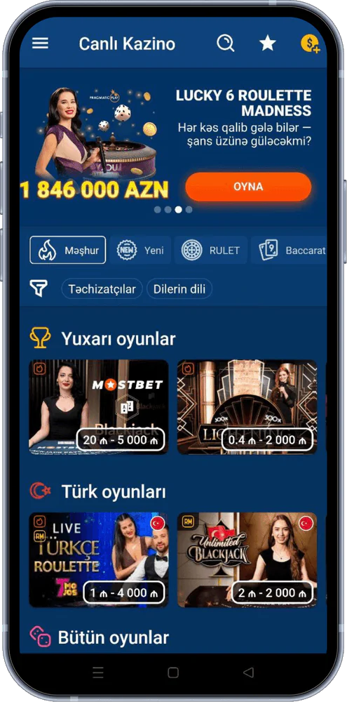 Mostbet Xasiyyət Azərbaycan canlı kazinosunda rulet və blackjack oyunlarından həzz alın