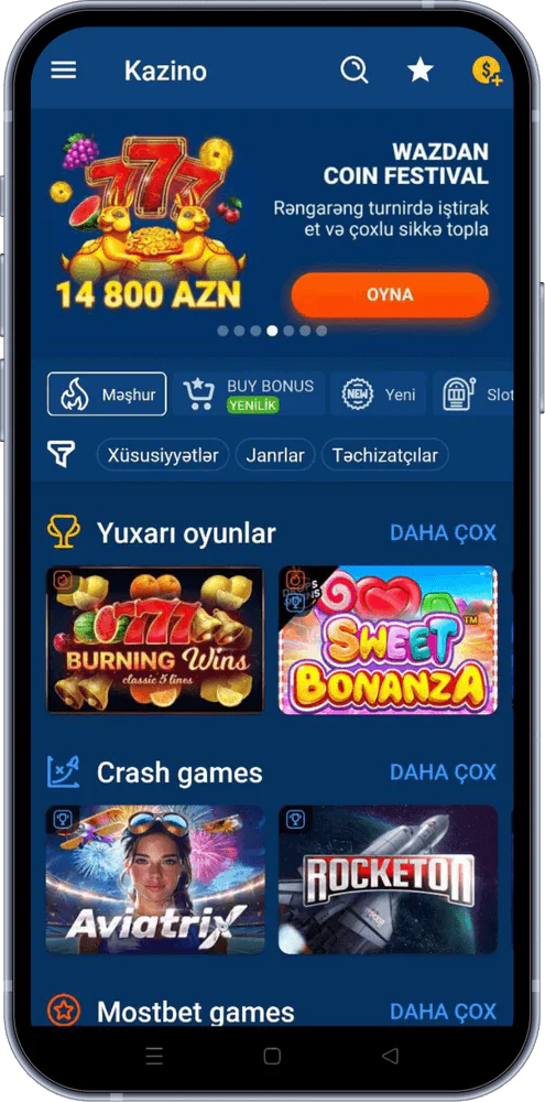 Mostbet Xasiyyət Azərbaycan kazinosunda müxtəlif slot və crash oyunları ilə əylənin