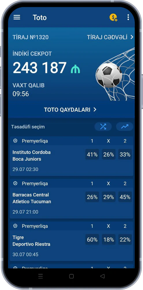 Mostbet Xasiyyət Azərbaycan tətbiqində Toto oyununda iştirak edərək böyük cekpotlar qazanma şansı əldə edin